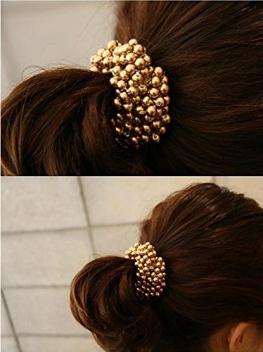 Money coming shop Pop Hair Accessories Elastic Fashion Women Pearls Beads Hair Band Rope Scrunchie Ponytail Holder 1 PCS