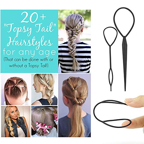 Topsy Tail Hair Styling Tool, Pack of 6 Tail Hair Styling Braid Hair Pull Through Tool Ponytail Bun Maker Ponytail Maker Styling Tool Hair Styling Accessories Kit for Women