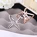 Redbarry Trendy Cross X Shaped Mid Finger Rings with Tiny CZ Paved in 18k Rose Gold Plated, Size 8