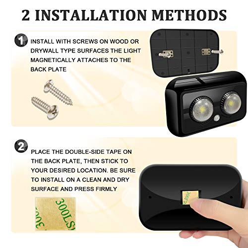 Gun Safe Light with Built-in PIR Motion Sensor, 2 Adjustable Led Lights Heads Pivot Independently for Directional Lighting Inside Your Safe, Battery Operated (1 Pack)