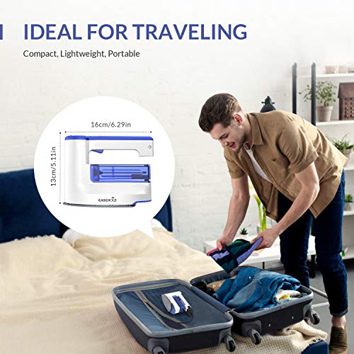 Easehold Steam Iron Garment Steamer Clothes Steamer Handheld 2 in 1 Flat and Hang Dry and Steamer Ironing Portable for Travel Dewrinkle Fabric (Blue)