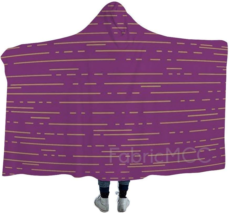 Bruyu5se Hoodie Blanket 52 x 60 Inch, Hooded Blanket Throw Wrap Dashes Violet Metaliic Hooded Blanket Throw Wrap Baseball Softball Soccer Wearable Blanket Cloak Hooded