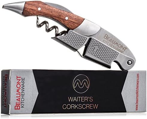 Top Rated Waiter's Corkscrew | Multi-function 3-in-1 Corkscrew, Bottle Opener, Foil Cutter | Efficient Double-Hinge | Steel Reinforced Worm | Sharp Serrated Foil Cutter | Premium Rosewood