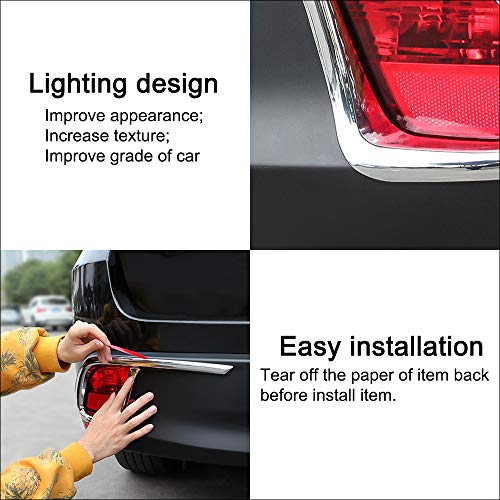 Senzeal ABS Chrome Lightning Design Rear Fog Light Cover Trim for Toyota Highlander 2015 2016 2017 2018 2019 2PCS