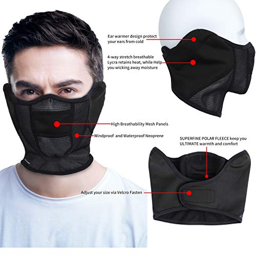 TEUME Face Mask for Cold Weather Half Face Ski Mask Ear Warmer Men Women Windproof for Skiing Snowbo - //coolthings.us
