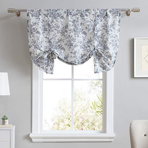 Laura Ashley - Cotton Tie-Up Valance, Adjustable Curtain 25x50