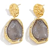 Dainty Drop Earrings for Women,Statement Chunky Gold Dangly Earring,Vintage Asymmetric Brown Geometric Zircon Earring, Irregular Crystal Drop Dangle Earrings,Trendy Statement Jewelry