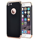 iPhone 7 Case, VANSIN 3 In 1 Ultra Thin and Slim Hard Case Coated Non Slip Matte Surface with Electroplate Frame for Apple iPhone 7 (4.7'')(2016) -- Black & Gold