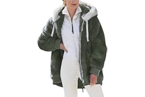 Xuboway Oversized Fuzzy Fleece Jackets For Women 2023 Color Block Faux Fur Cardigan winter Coat Shaggy Warm Winter Outerwear