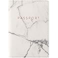 Eccolo World Traveler Travel Passport Cover Case with Storage Pocket, Marble, 6.4X4