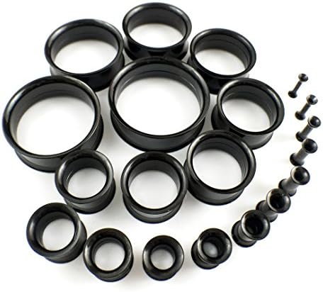 Black Surgical Stainless Steel Flesh Tunnels Double Flare Choose Your Size! Ear Plugs 316L Ear Expanders