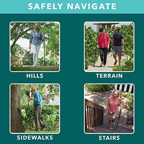 Posture Cane - Adjustable Anti Shock Hiking Walking - Trekking Poles | Mobility Device, Portable, Lightweight, Adjustable, Self-Standing, Folding, Collapsible Hand Walking Stick, 10 Height Adjustment