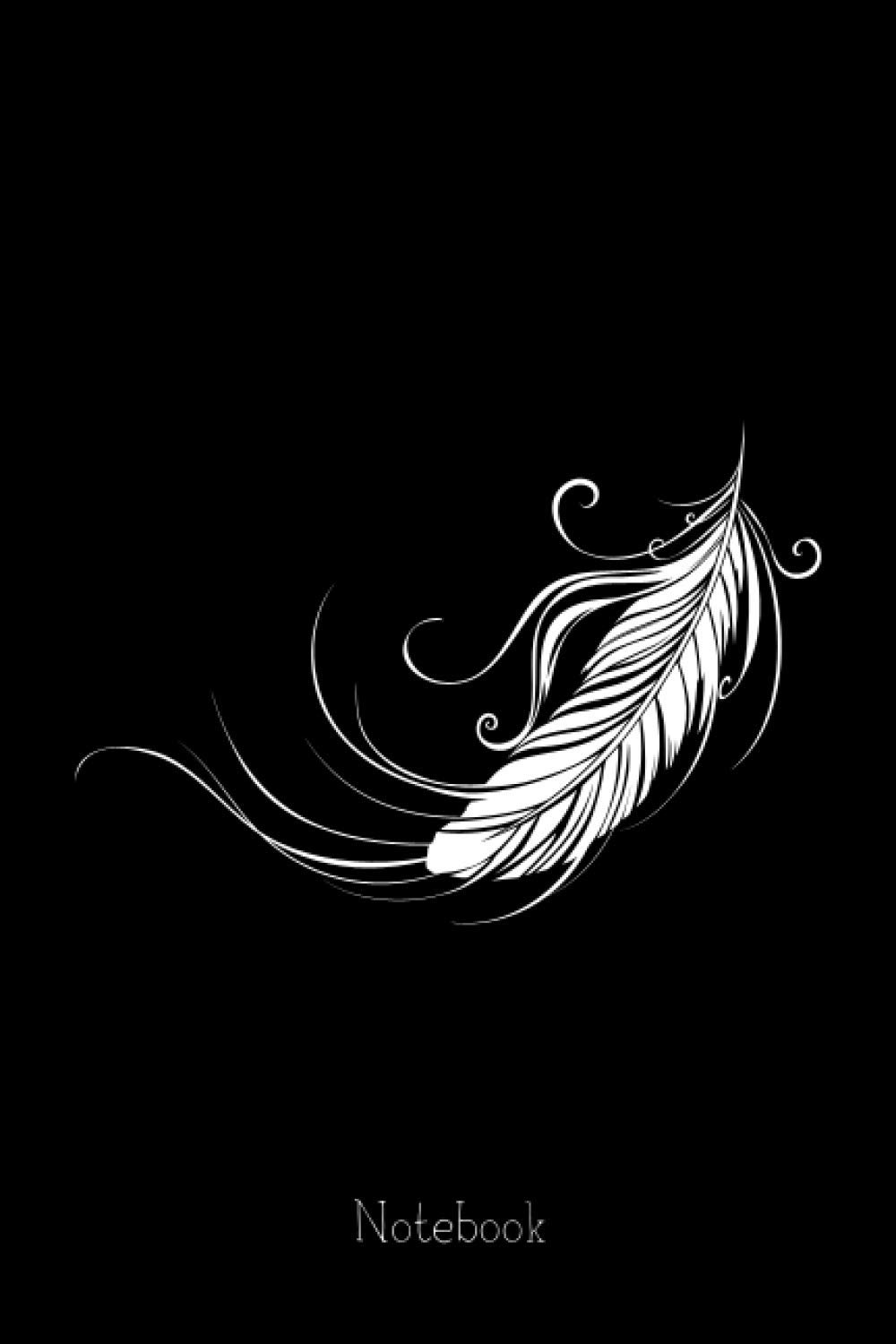 Fifth Feather Black and White Notebook: Lined Notebook Journal