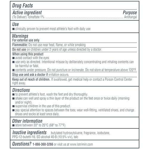 LOTRIMIN AF ATHLETE’S FOOT DAILY PREVENTION DEODORANT POWDER SPRAY, 5.6 OUNCE