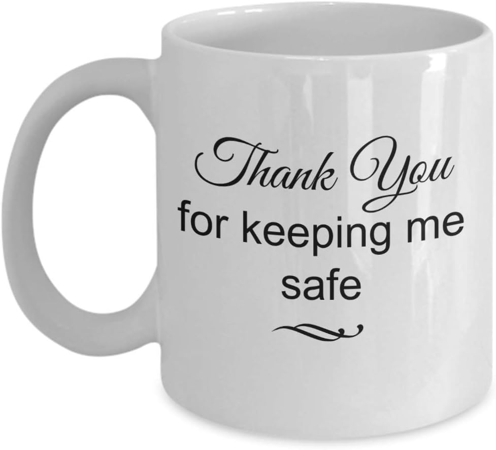Dozili Funny Coffee Mug - School Bus Driver Gifts - Thank You For Keeping Me Safe Coffee Mug, Novelty Appreciation Gift Ideas, 11 Oz, White