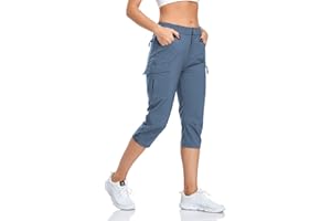 GymBrave Women's Hiking Cargo Pants Quick Dry Outdoor Camping Capris Water Resistant UPF 50 with Zipper Pockets