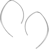 Upside Down Hoop Earrings - Hypoallergenic Lightweight Wire Needle Drop Dangle Threader Hoops for Women, Safe for Sensitive Ears - Plated in 925 Sterling Silver or 18k Gold
