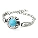 Diamondo Retro Turquoise Bracelets Women Carved Handicraft Sterling Silver Adjustable