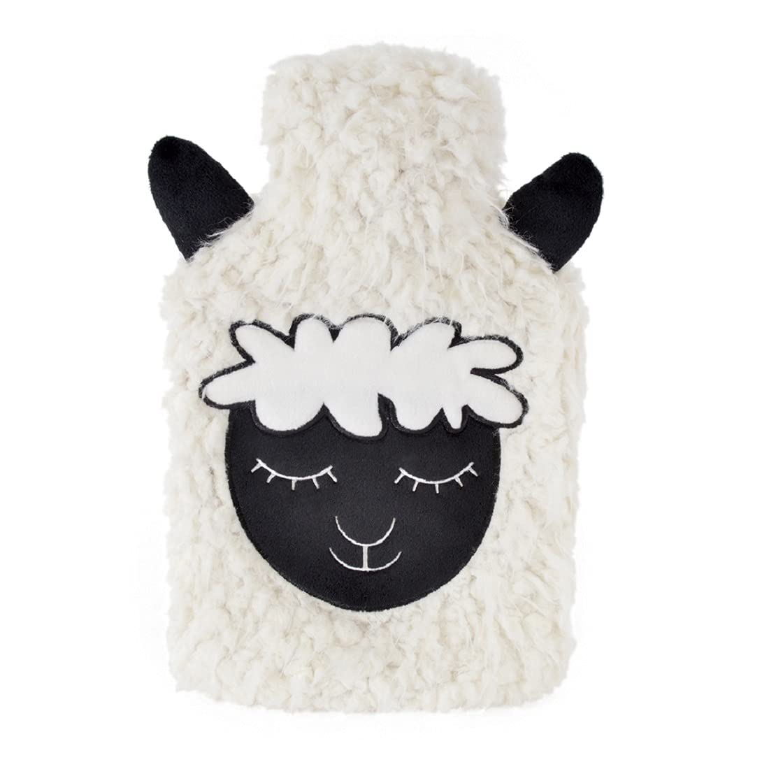 Sheep Hot Water Bottle - 2 Litre Bottle with Fluffy Fleece Sheep Face Cover