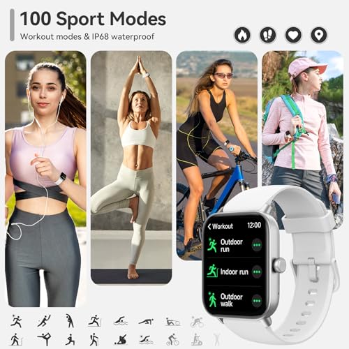 Smartwatch Men Women with Phone Function, 1.8 Inch Smart Watch Fitness Watch with Whatsapp and Alexa, Heart Rate Sleep Monitor, 120+ Sports Modes Fitness Tracker, IP68 Waterproof Watches for Samsung