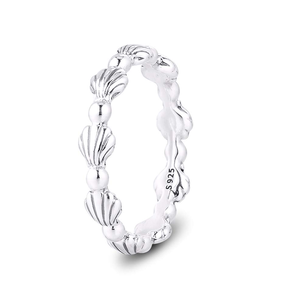 PANDOCCI 2020 Summer Beaded Seashell Band Ring for Women 925 Silver DIY Fits for Original Pandora Bracelets Charm Fashion Jewelry (58#)
