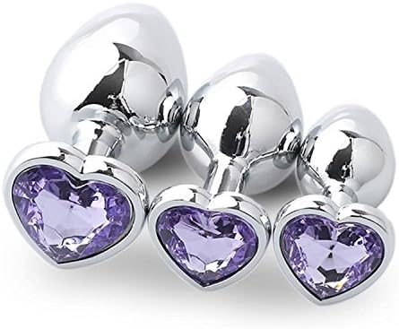 Aimyoo Pack of 3 Heart-shaped Steel Jeweled Sexy Stimulation Toys Small/Medium/Large Purple