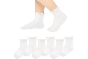 Witwot 6 Pairs Baby Girls Ruffles Ankle Socks Toddler Boys Dress Sock Soft Cotton Size 6M - 7Y