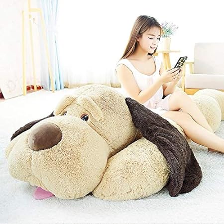 Amazon いぬ ぬいぐるみ 特大 犬 動物ぬいぐるみ 大きい イヌ クッション ビッグサイズ 130cm ぬいぐるみ おもちゃ