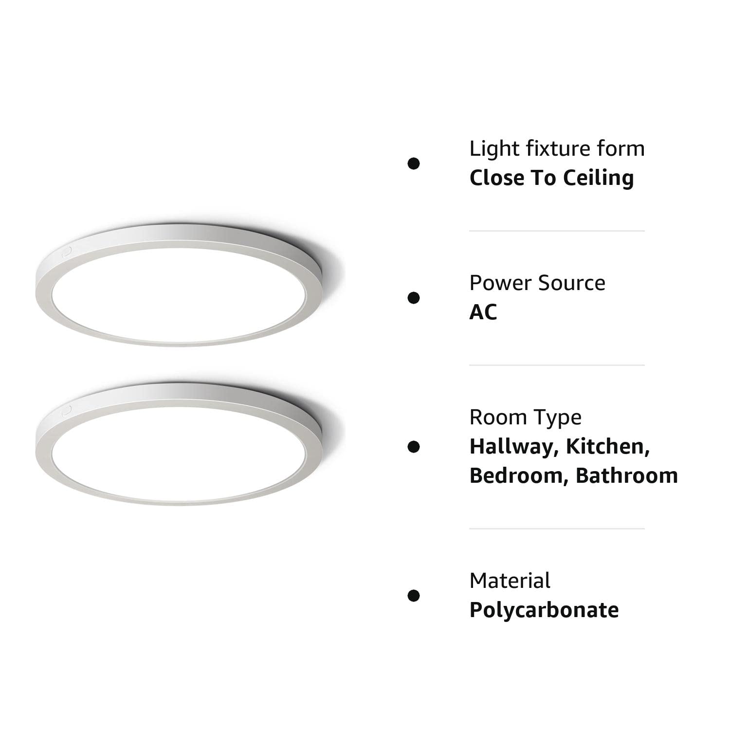 2-Pack 24W LED Flush Mount Ceiling Light Fixture, 12 Inch 2100LM Modern Close to Ceiling Light, 3000K/4000K/5000K Dimmable Ultra-Thin Flat Round Indoor Lighting Lamp for Bedroom Kitchen Bathroom