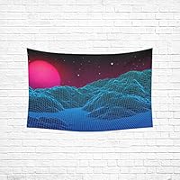 Jnseff Tapestry Neon Grid Landscape Purple Sun Old Tapestries Wall Hanging Flower Psychedelic Tapestry Wall Hanging Indian Dorm Decor for Living Room Bedroom 6040inch