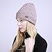 Bagoge Womens Knitted Hats, 2017 New Autumn and Winter Solid Color Stripes Fashion Warm Knitted Round Hats Knitted Wool Curling Head Cap (Pink)
