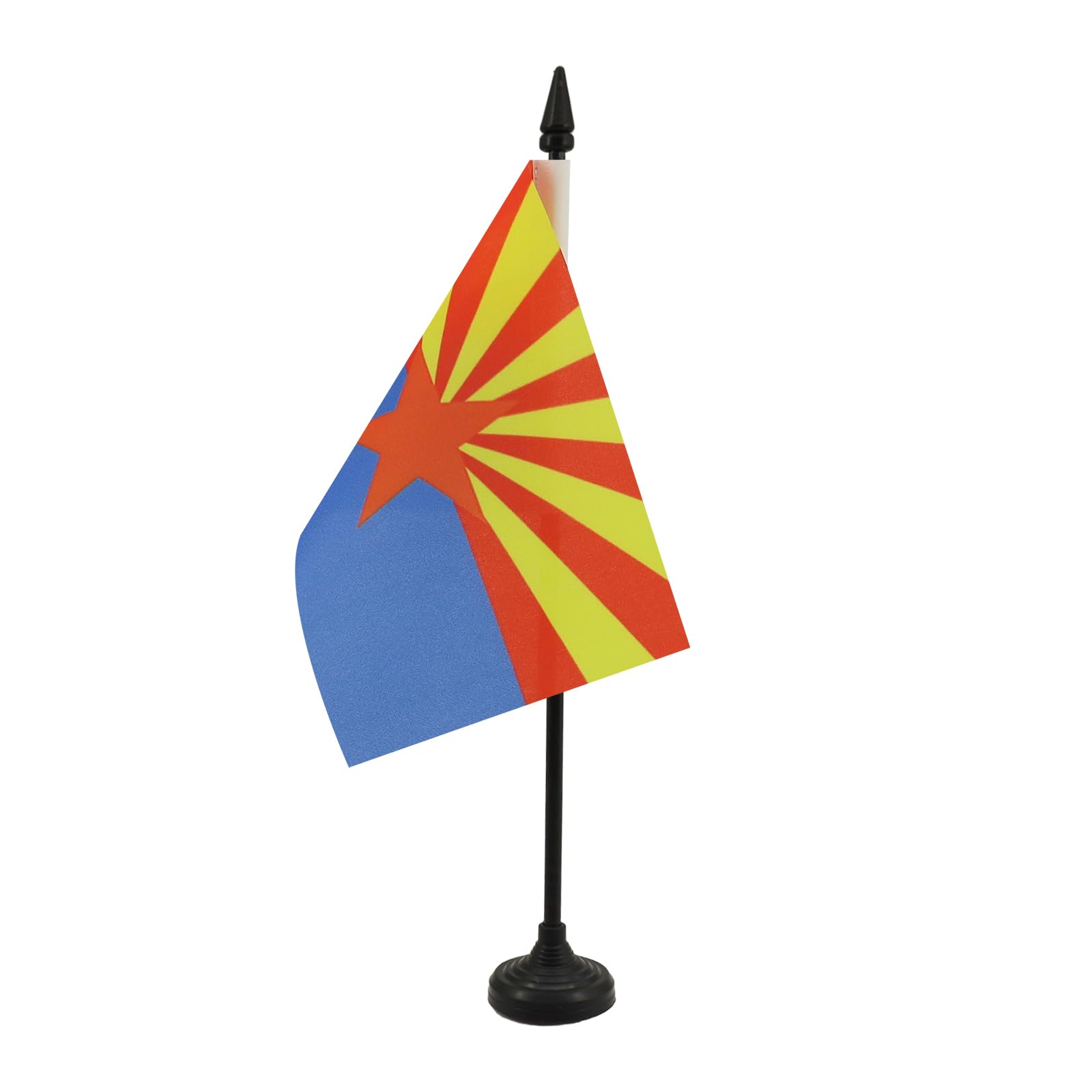 AZ FLAG - Arizona Table Flag 4'' x 6'' - US state of Arizona Office Mini Banner 100% Polyester 15 x 10 cm - Mini Desk Flag with 10'' Pole and Black Plastic Base