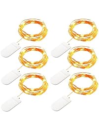 GDEALER 6 Pack Fairy String Lights 7.2ft 20LED Starry String Lights Battery Powered Copper Wire Lights Firefly Lights Leds LED Moon Lights for DIY Dinner Party Decoration Costume Making Warm White