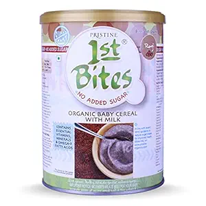 Pristine 1st BITES Baby Cereal 400g | Baby Food (6-24 Months) Stage-1, 100% Organic Ragi (No Added Sugar) | Infant Food
