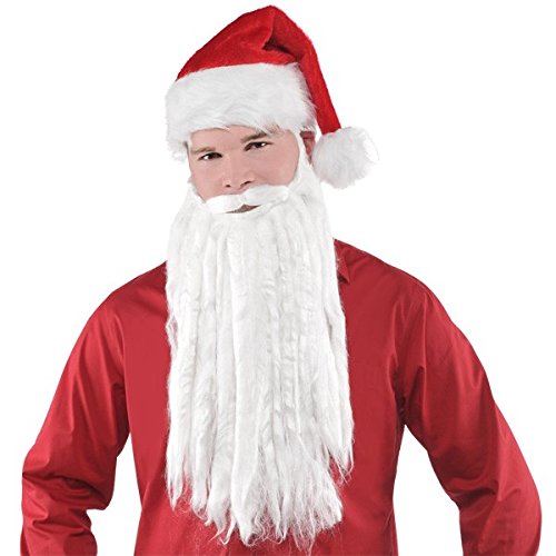 Fun-Filled Christmas and Holiday Party Plush Beard & Moustache , White, Synthetic Fiber , 16" x 11", Pack of 2