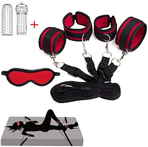 Teenrego Bed Rêštráint Set Kit for Couples Sê&x Play Eldërly Bōňdägéromance Adult Adjustable Straps Toy with Soft Wrist and Ankle Cuffs