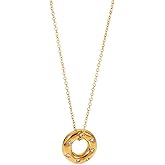 JinweiS handmade necklace pendant is suitable for both men and women, with a hollow circular ring set with zircon pendant necklace (gold)