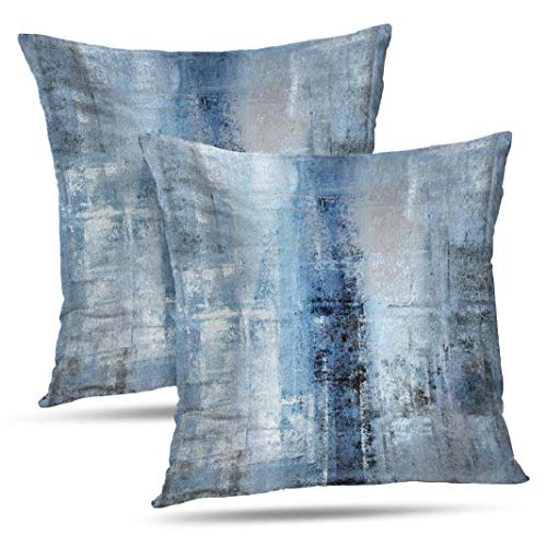 Alricc Blauer und Grauer Kissenbezug mit abstraktem Kunstwerk, Galerie-Stil, modern, dekorativ, für Schlafzimmer, Sofa, Wohnzimmer, 61 x 61 cm, 2er-Se