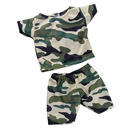 MonkeyJack Camo Short Sleeve T-shirt & Pants Set Outfit Clothes for 18'' American Girl Doll or 17'' Zapf Baby Born Dolls
