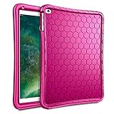 Fintie iPad 9.7 2018 2017 / iPad Air 2 / iPad Air Case - [Honey Comb Series] Light Weight Anti Slip Kids Friendly Shock Proof Silicone Protective Cover for iPad 6th / 5th Gen, iPad Air 1 2, Magenta
