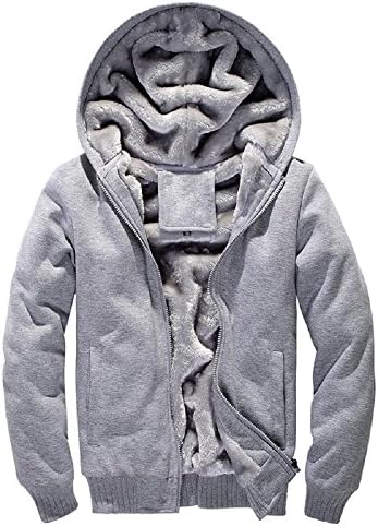 Hanxue Men's Winter Warm Full Zip Eco Sherpa Fleece Hoodie Jackets