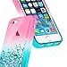 iPhone 5C Case with Screen Protector HD Clear for Girls Kids Women, NageBee Glitter Liquid Quicksand Waterfall Floating Flowing Sparkle Shiny Bling Diamond Cute Case for iPhone 5C -Pink/Aqua