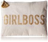 Mud Pie Jute Girl Boss Make up Bag Carry Case