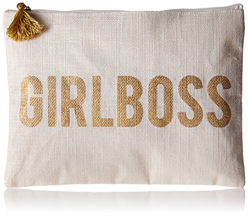 Mud Pie Jute Girl Boss Make Up Bag Carry Case