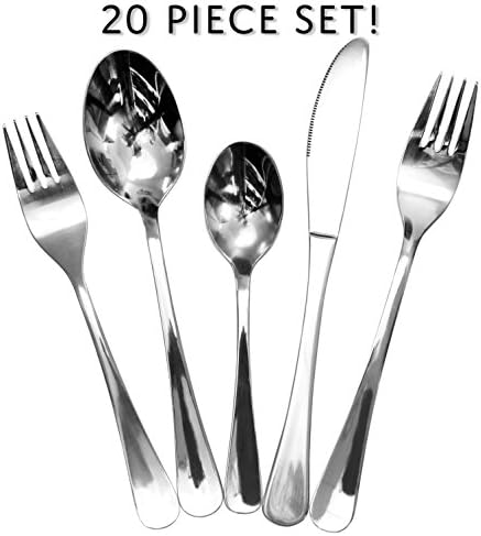 Darware 20-Piece Flatware Set, Service for 4 w/ Stainless Steel Tablespoons, Teaspoons, Forks, Salad Forks &amp; Knives