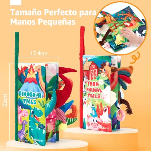 hahaland Baby Books Toys Babies 0 3 6 Months, 2 Pieces Soft Cloth Books for Babies 6-12 Months, Animals, Activity Book Sensory Gift Baby 1 Year