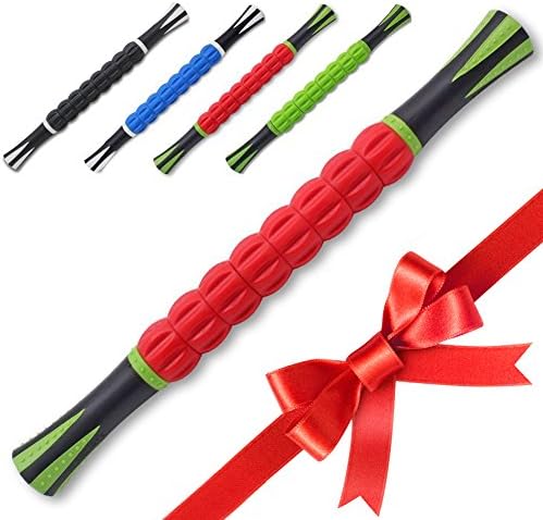 YOGO Back Massage Roller Stick with Anti Slip Handles - Red