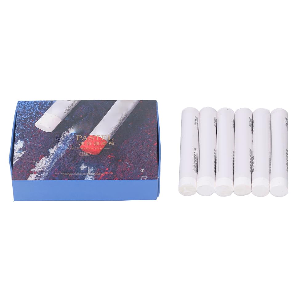 Joyzan White Oil Pastels, 6Pcs Pastels Sticks Drawing Pen Stationery Set Soft for Art Painting Blending Crayons Indoor Activities School Supplies Clouds Waves Mixed Media Artists Students Hobbyists