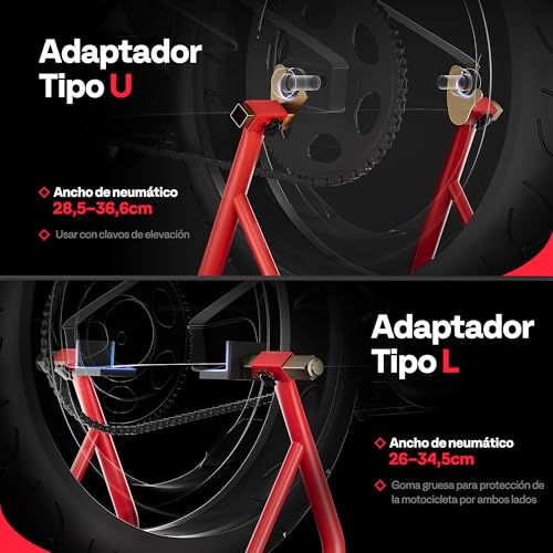 SPECSTAR Motorcycle Stands, 400kg Capacity Front and Rear Wheel Lift with Adjustable Swingarm Coil U+L Heavy Duty Paddock Stand