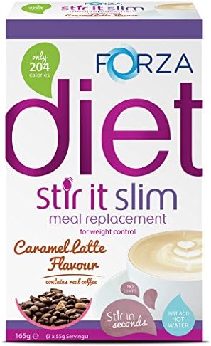 FORZA Stir It Slim Hot Meal Replacement Drink For Weight Loss - Slimming Shakes &amp; Diet Supplements - Caramel Latte 7 Day